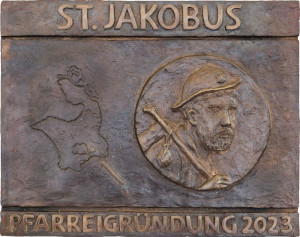 Metallplatte Pfarreigründung St. Jakobus